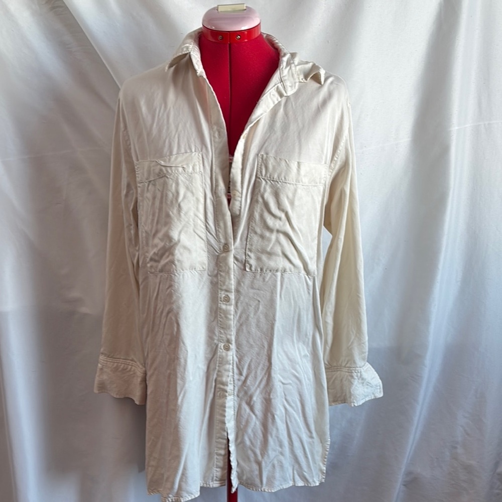 H&M Cream Button Down Shirt Elegant Top